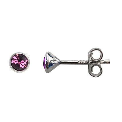 925 sterling Silver BirthStone Birth Month stud earrings.