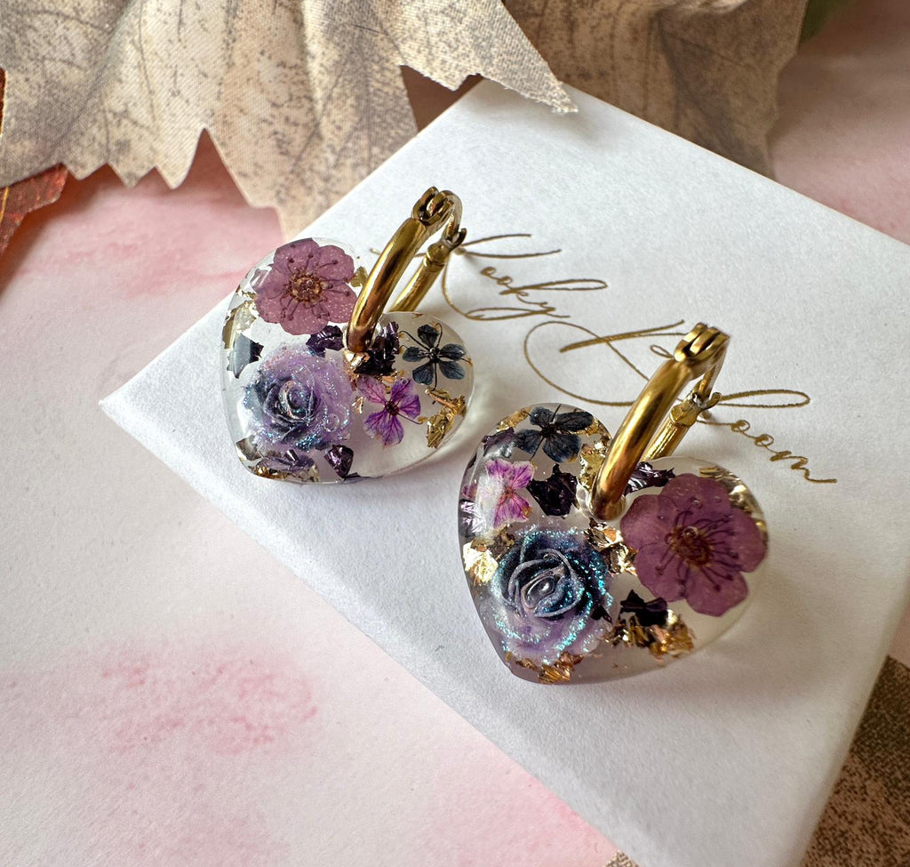 Nightshade bloom Heart earrings.