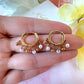 Gold Pearl chandelier huggie hoop earrings.