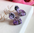 Nightshade Rose Heart Drop Stud earrings.
