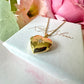Gold CZ stone Heart Locket Necklace.