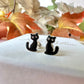 925 sterling silver Black cat stud earrings