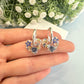 Mini Powder Blue Forget me not heart hoop earrings.