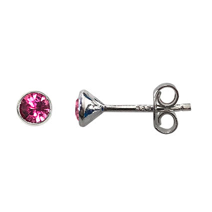 925 sterling Silver BirthStone Birth Month stud earrings.