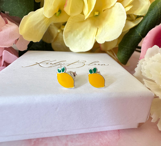 925 Sterling silver Lemon stud earrings.