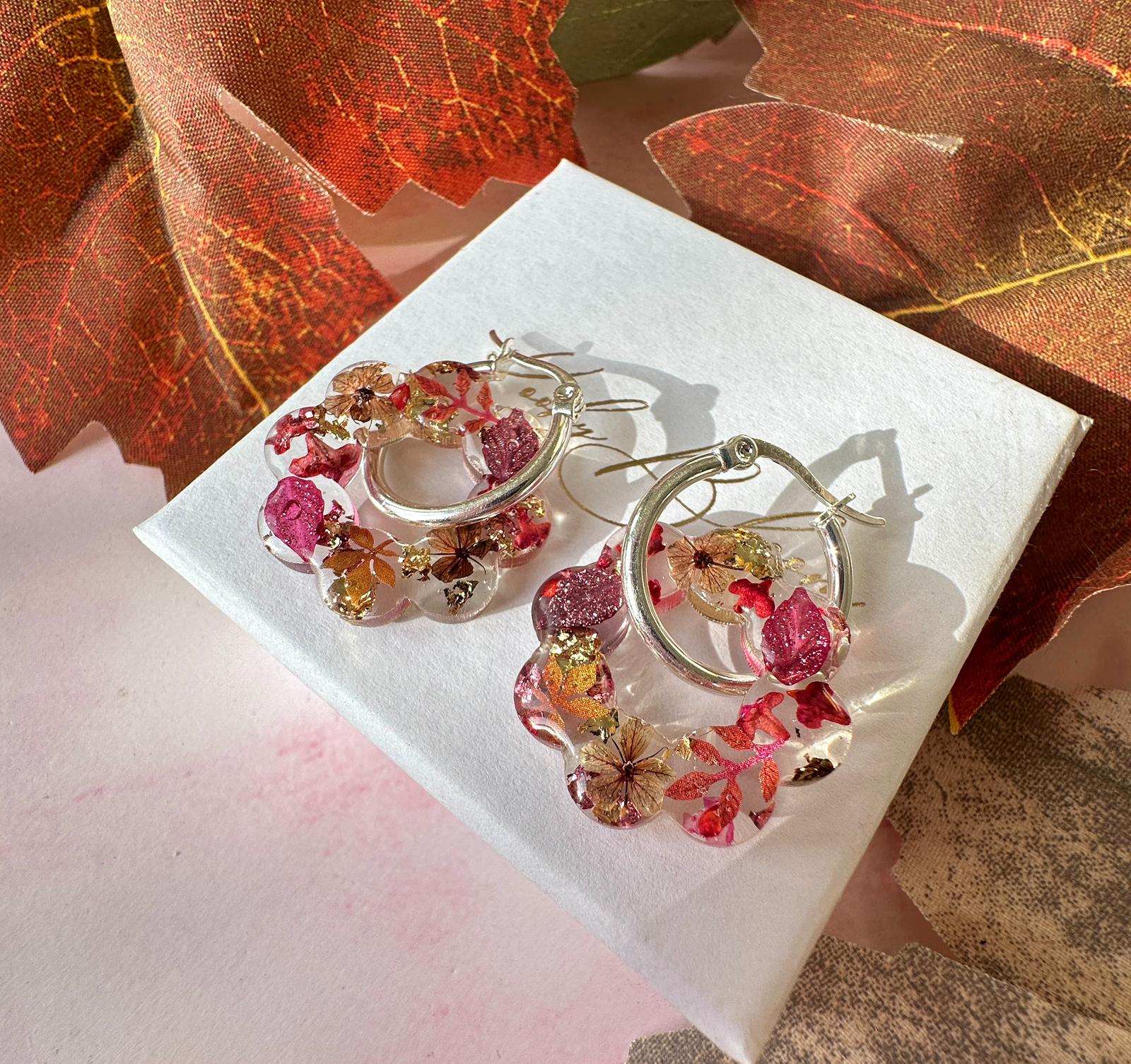 Autumn wreath bloom earrings
