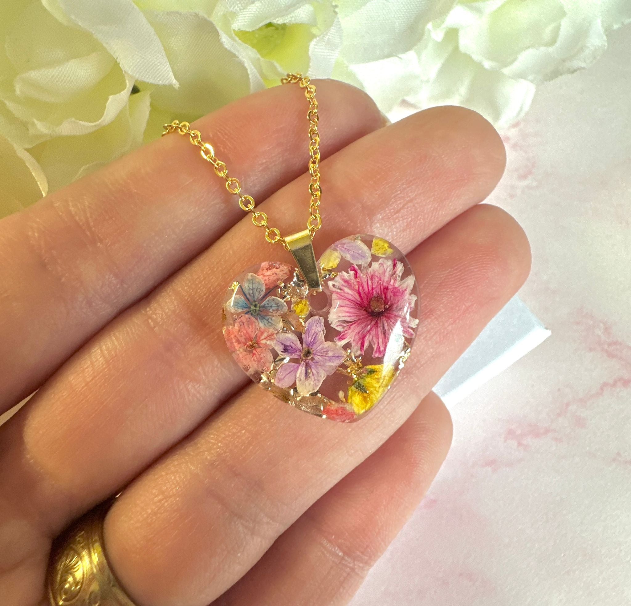 Gold Spring cocktail Bloom Heart necklace.