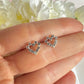925 sterling silver CZ Hollow heart stud earrings.