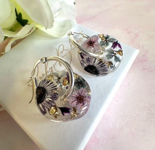 * Limited edition * Dark Daisy donut hoop earrings.