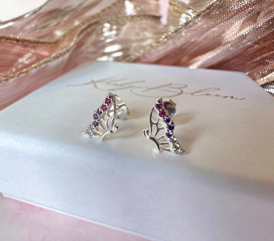 925 sterling silver Butterfly wings stud earrings.