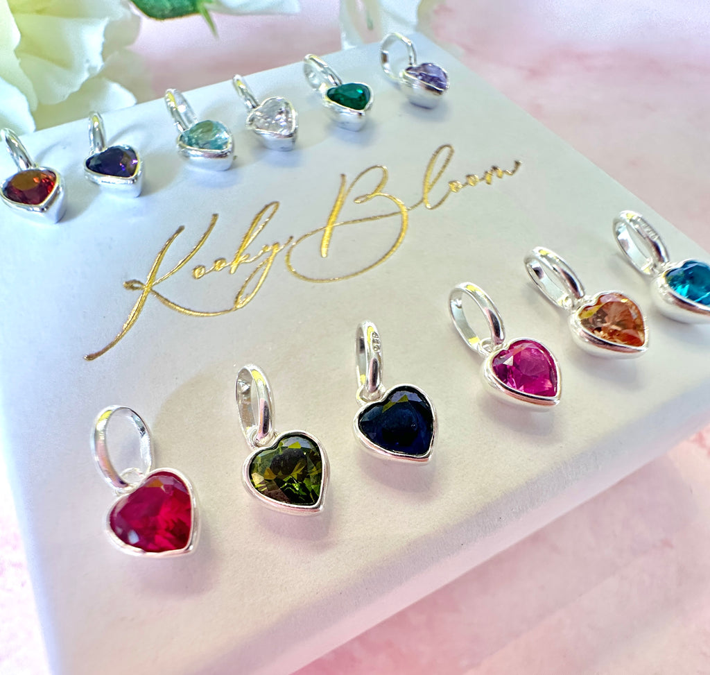 Sterling Silver Personalised HEART Birthstone necklace
