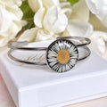 Silver Daisy flower Bangle bracelet.