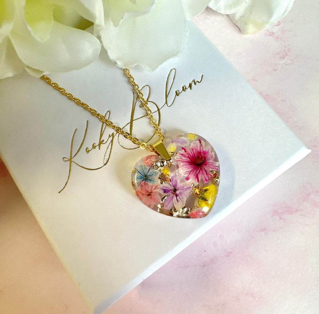Gold Spring cocktail Bloom Heart necklace.