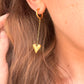 Gold Drop chain Heart huggie hoop earrings.
