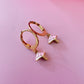 Tiny Pink Toadstool Gold huggie earrings