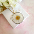 Gold “Pick me!” Colourful Daisy flower necklace.