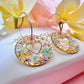 Pastel confetti flower Heart hoop earrings.