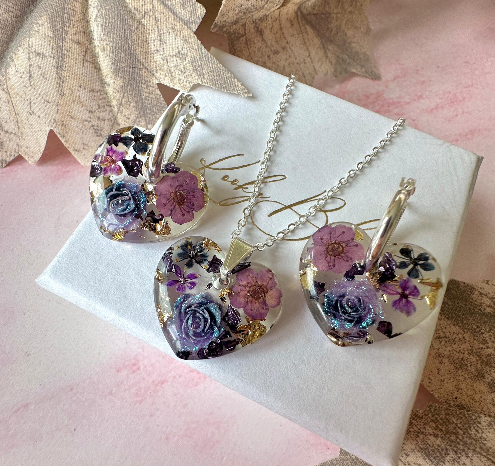 Silver Nightshade bloom Heart necklace