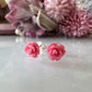 925 sterling silver Pink resin Rose earrings.