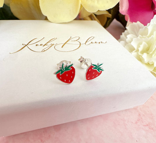 925 Sterling silver Strawberry stud earrings.