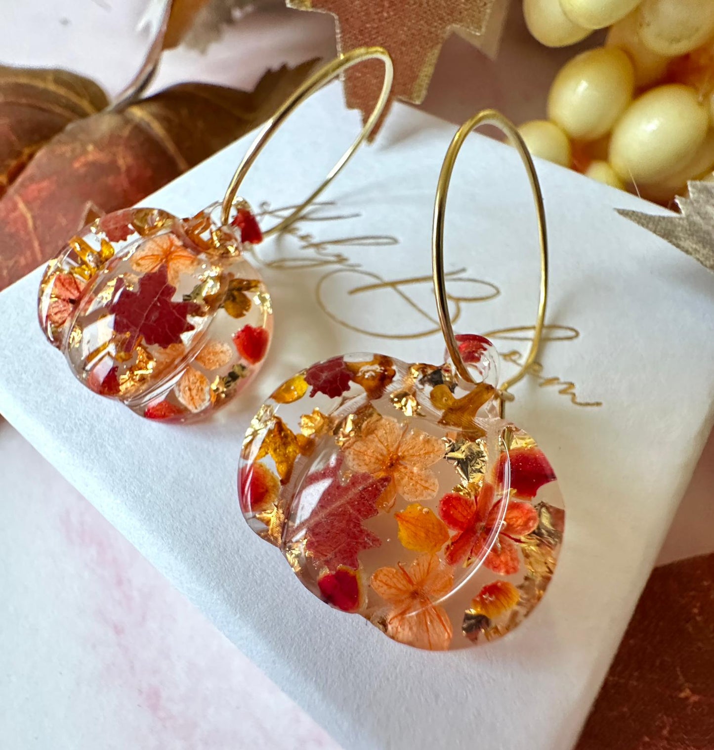 Pumpkin bloom hoop earrings