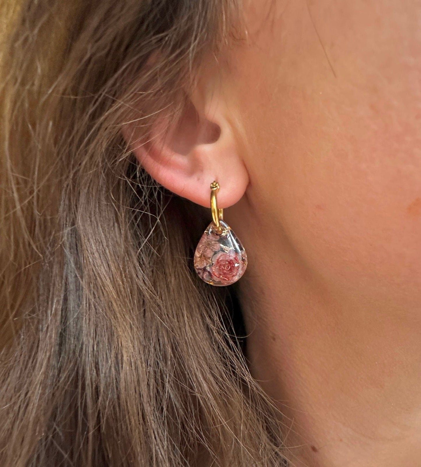Chocolate teardrop bloom earrings