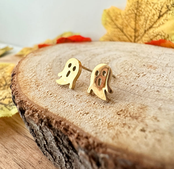 Gold ghost stud earrings