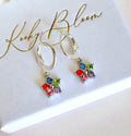 Silver Multicoloured stone Flower huggies