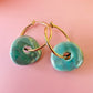 Turquoise Blue Ceramic Donut earrings.