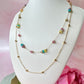 Gold Multicoloured gemstone bead layered necklace.