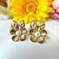 Gold Pearl oversized Flower Stud Earrings.