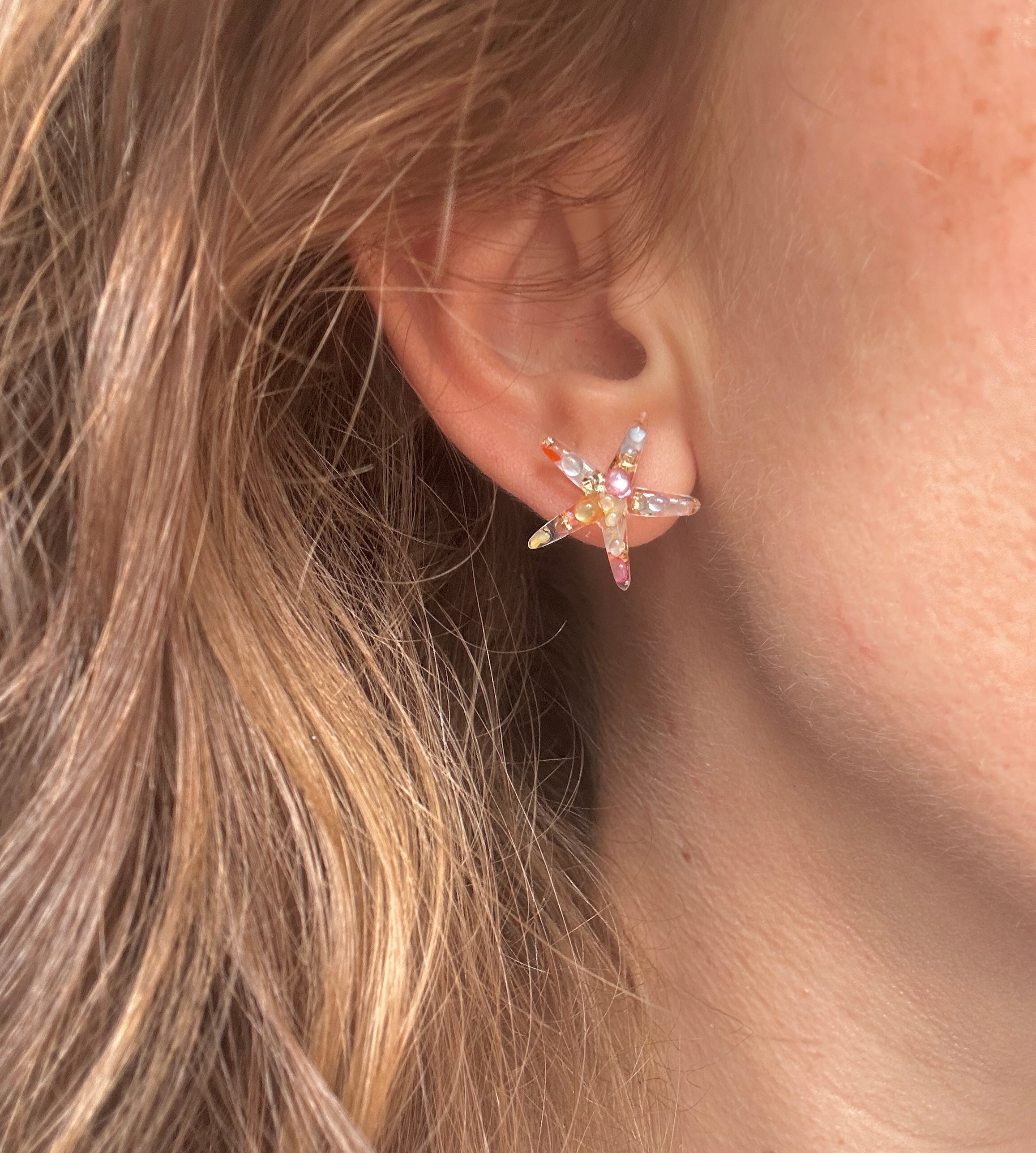 Seashell starfish 925 sterling silver Stud earrings.