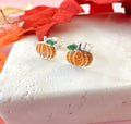 925 sterling silver Orange sparkly pumpkin studs.