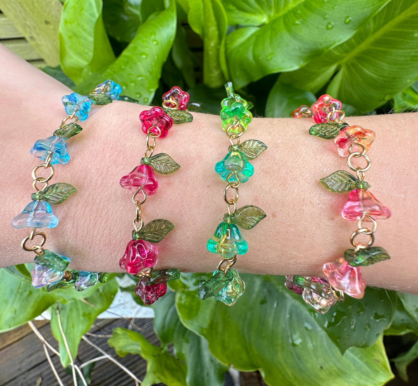 Rose flower Gold Link bracelet.