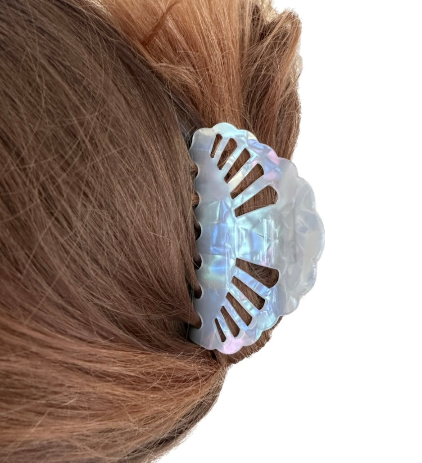 Large scallop AB Pearl claw Hair Clip.