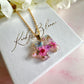 Gold real flower Jigsaw puzzle piece necklace.