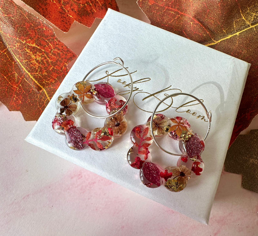 Autumn wreath bloom earrings
