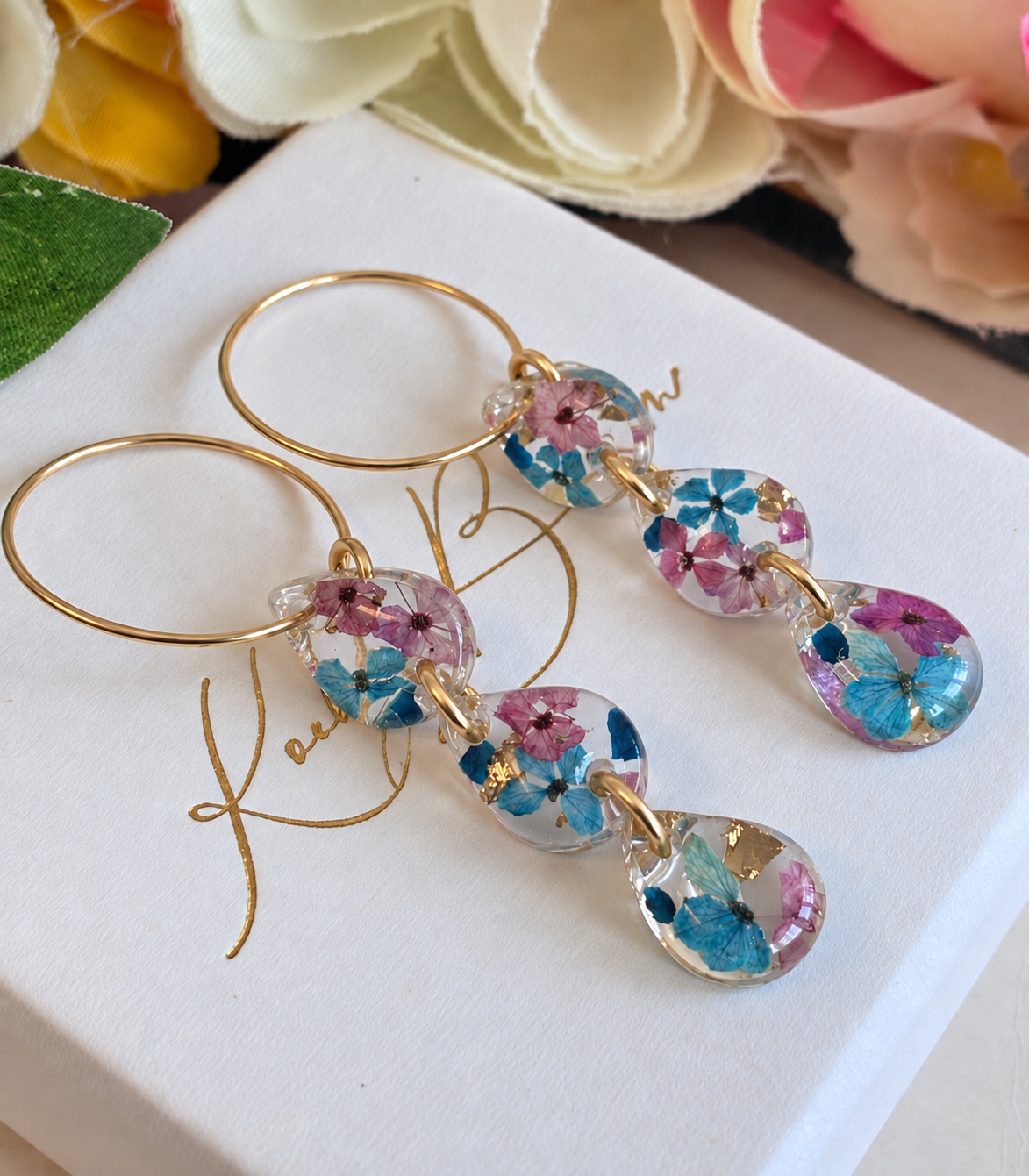Midnight Plum Tear Drop hoop earrings