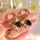 Gold Star Gemstone charm hoop earrings