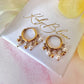 Gold Pearl chandelier huggie hoop earrings.