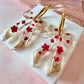 Red festive Flower bow earrings