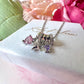 Silver Lilac Pink Cz Heart & Star charm cluster necklace.
