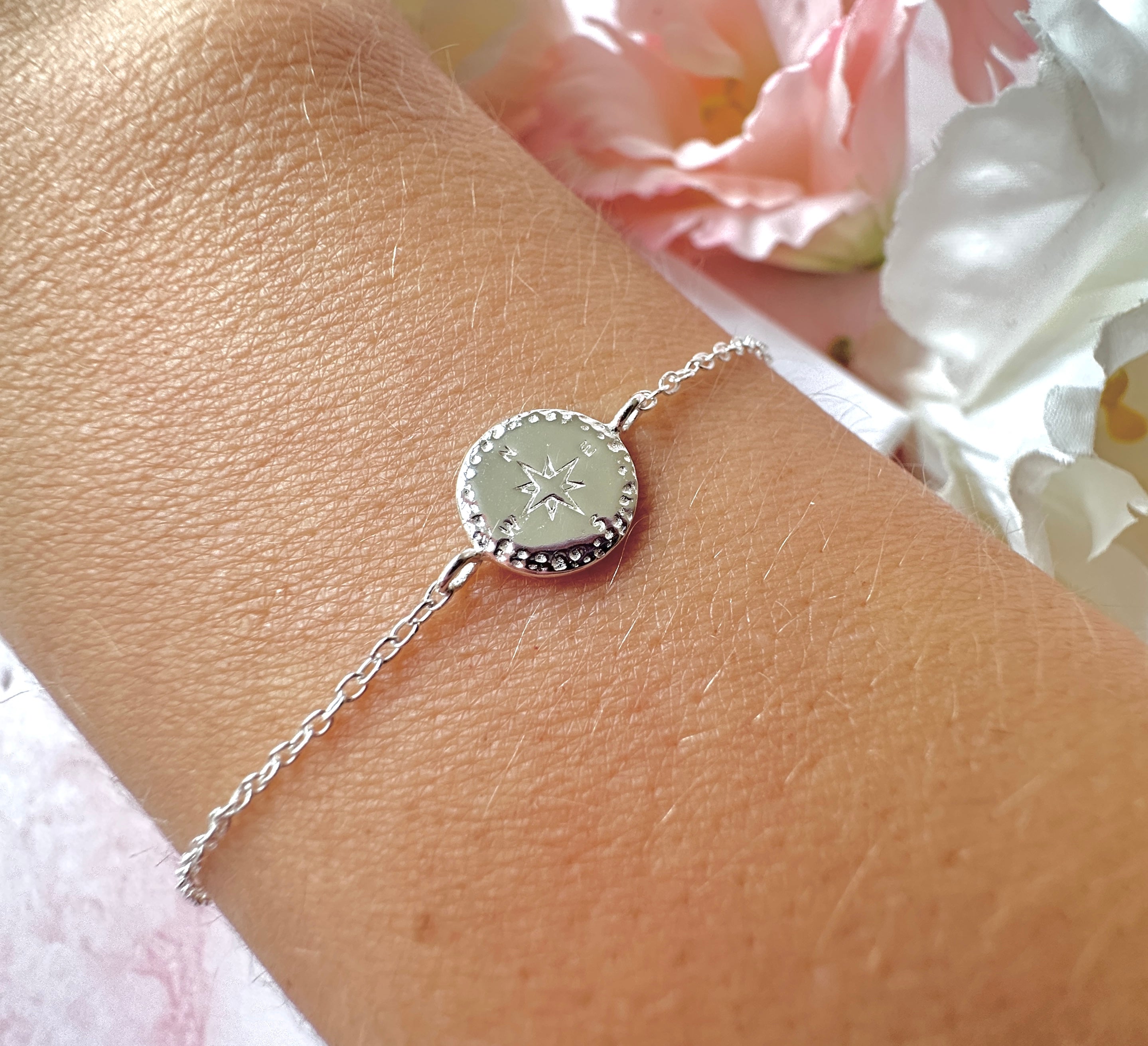 925 sterling silver Compass Bracelet.