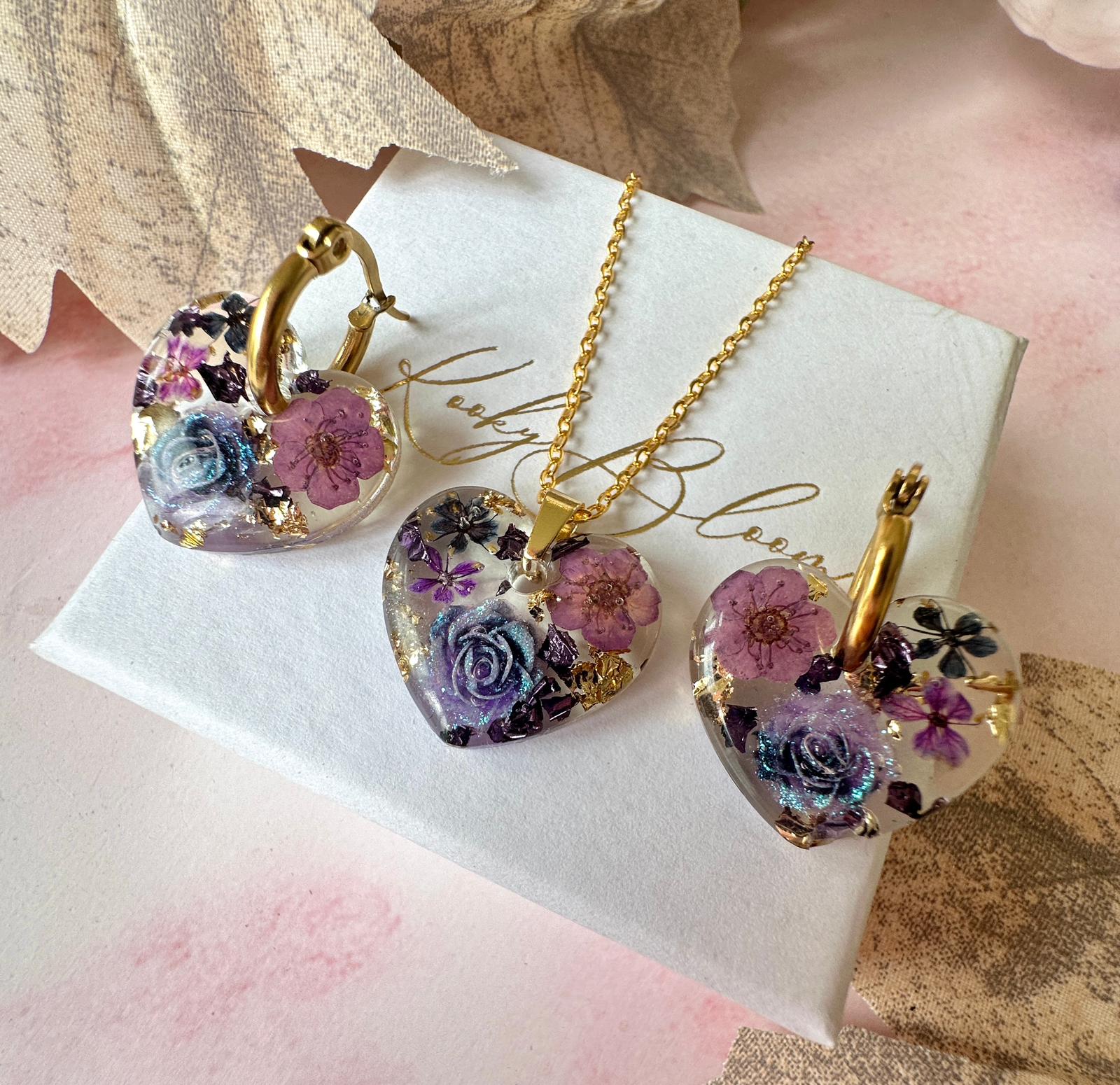 Gold Nightshade heart necklace