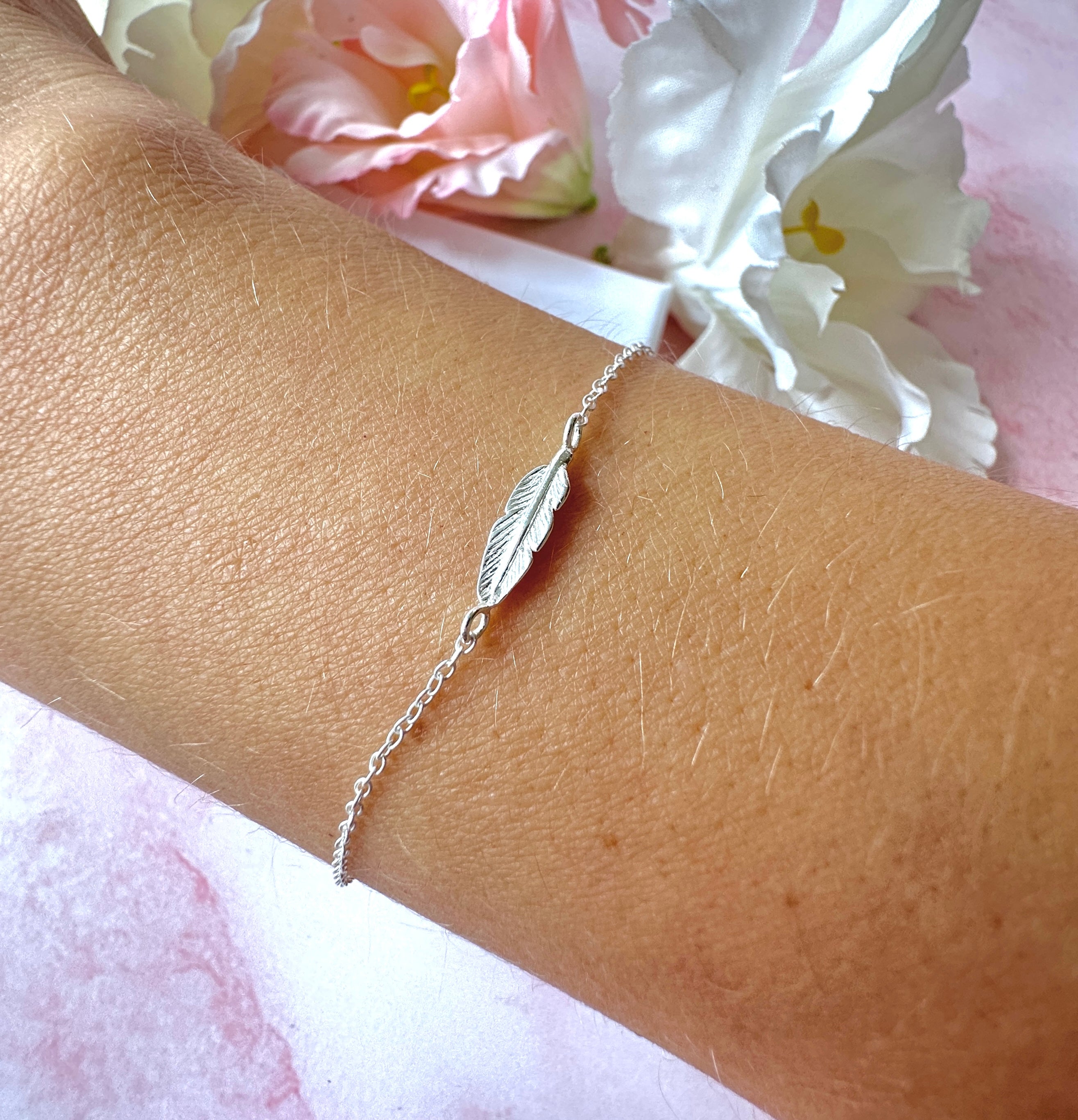 925 sterling silver Feather Bracelet.