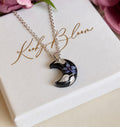 Silver Mystical Dark Moon bloom Necklace.
