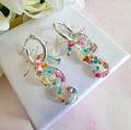 Seahorse real flower & seashell hoop earrings.