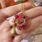 Gold autumn wreath bloom necklace