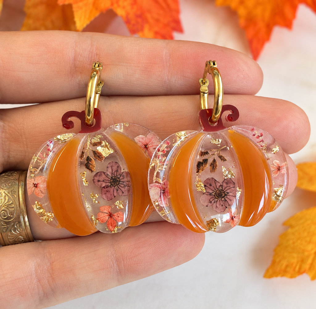 Large woodland Pumpkin earrings.