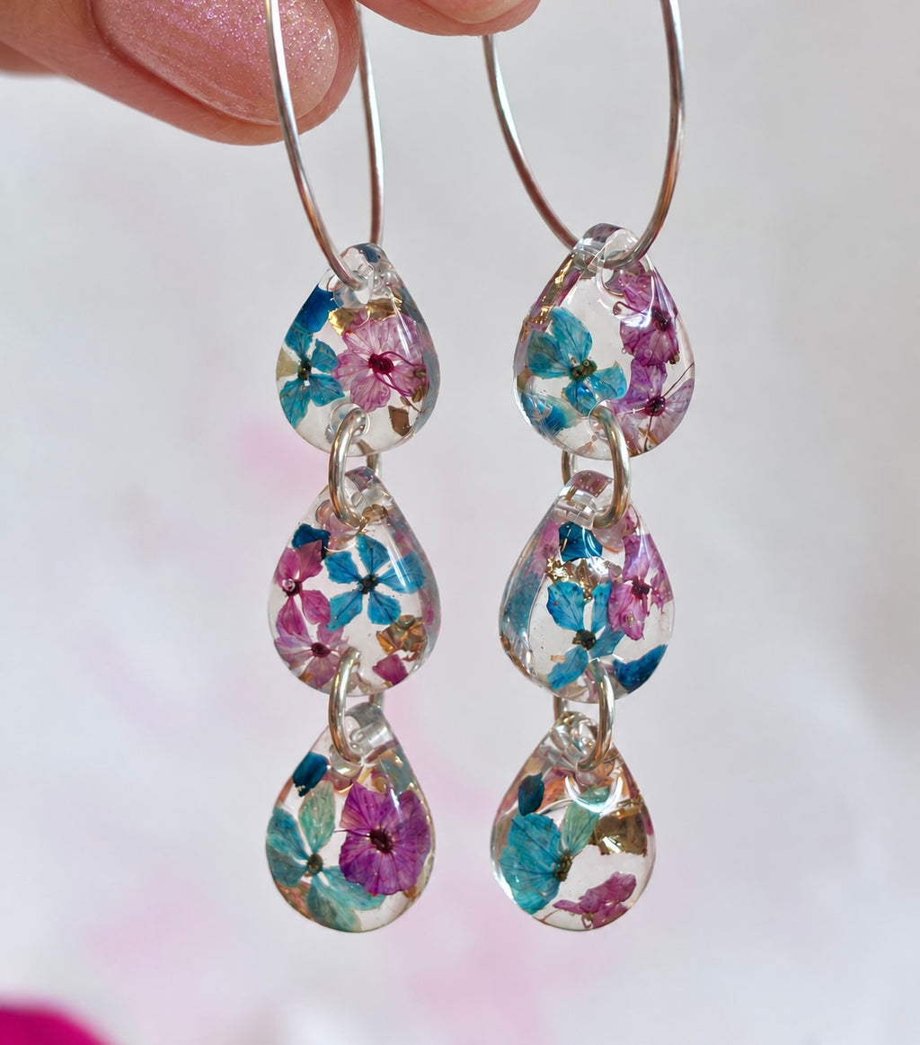 Midnight Plum Tear Drop hoop earrings